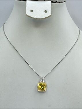 Swarovski Crystal Elements Canary Yellow Crystal Halo Pendant Necklace